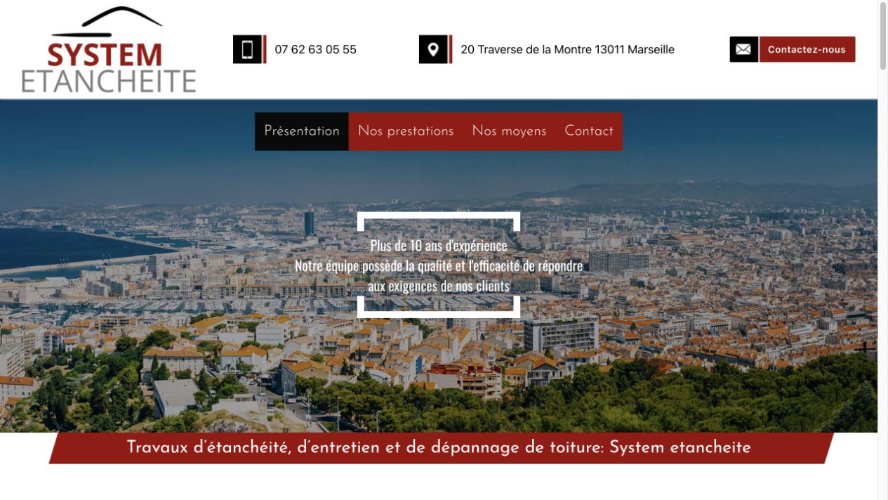 Capture du site de System Étanchéité