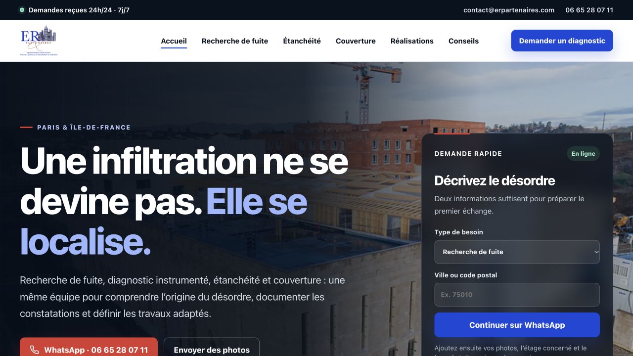 Capture du site de ER & Partenaires
